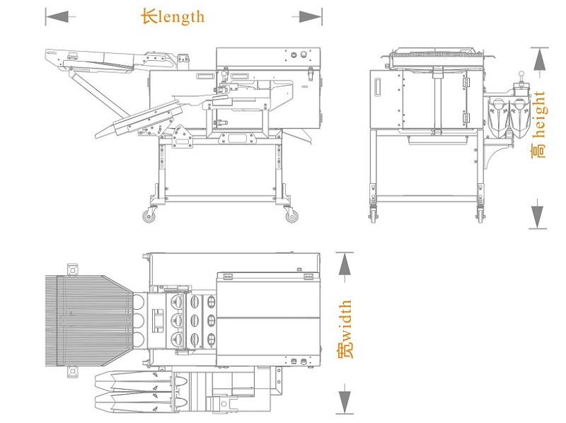 三排敲蛋機+蛋液雙槽分離+碎殼（長寬高）尺寸圖