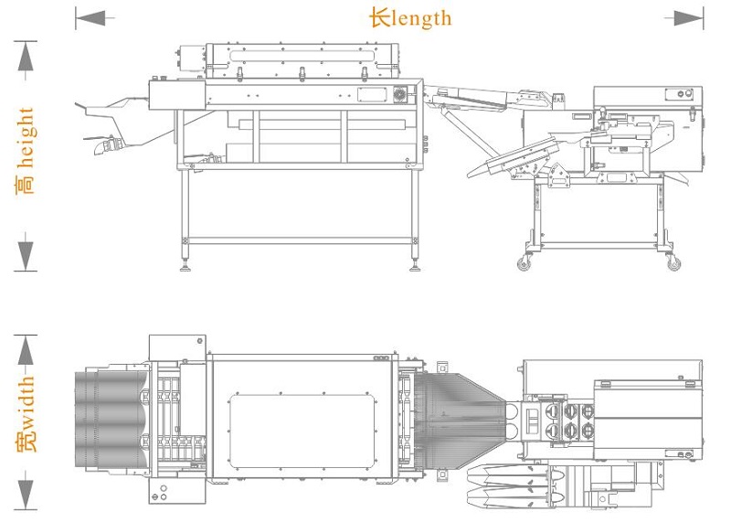 洗蛋+三排敲蛋機組合生產(chǎn)線<長寬高>尺寸圖
