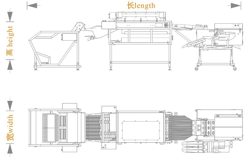 上蛋+洗蛋+三排敲蛋機組合生產(chǎn)線<長寬高>尺寸圖