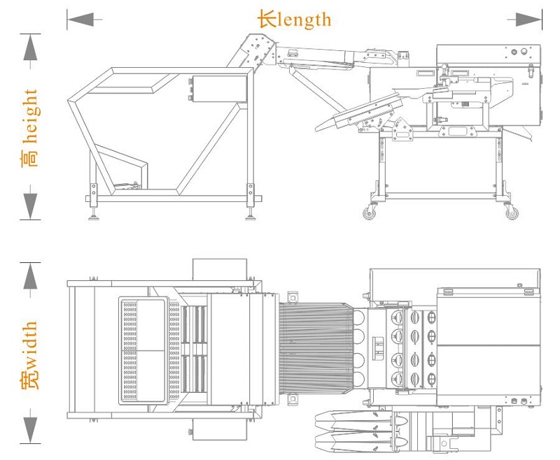 上蛋+四排敲蛋機組合生產(chǎn)線<長寬高>尺寸圖